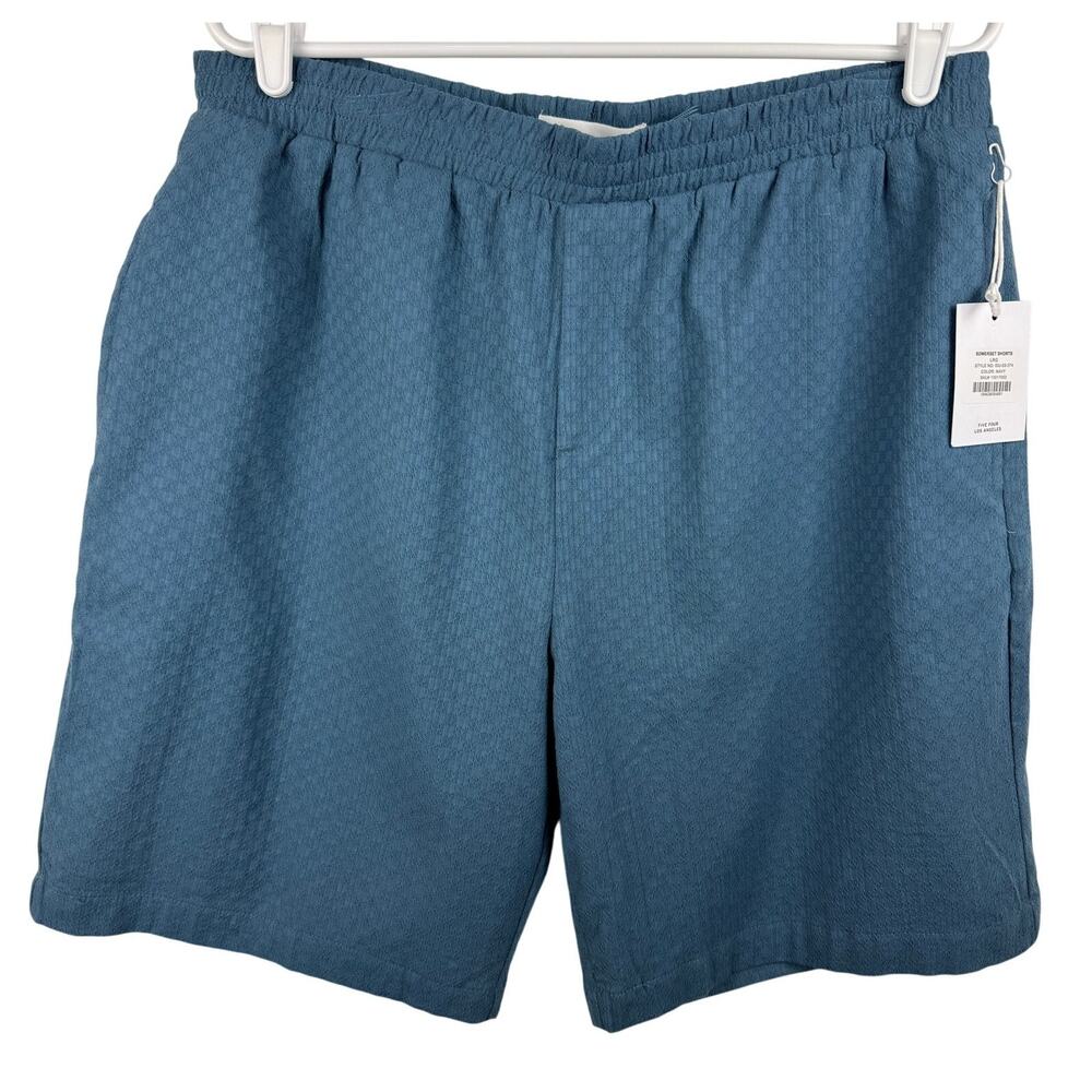 Men's Five‎ Four Los Angeles Navy Somerset Lined Textured Cotton Casual Short L